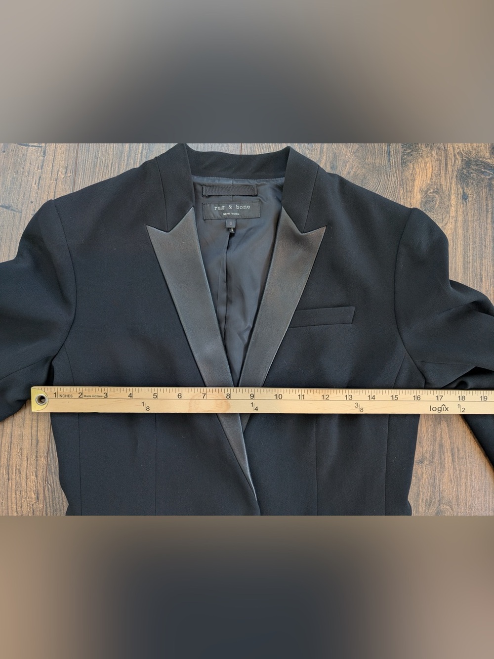 Rag & Bone Women’s Smith Leather Lapel Blazer Single Breasted One-Button Black 6 - Picture 12 of 14